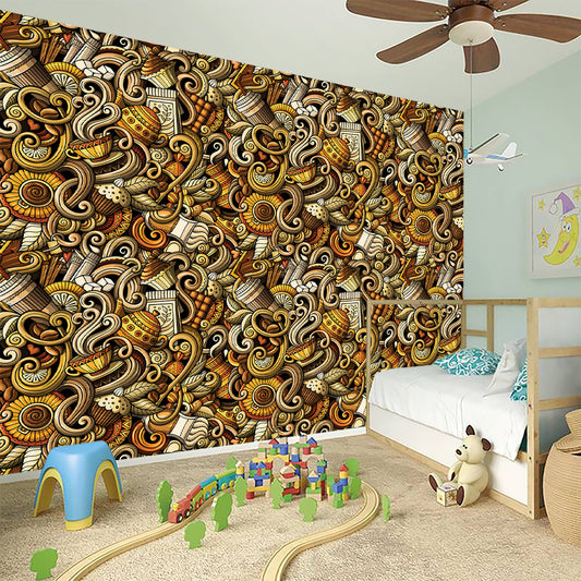 Coffee Drawing Pattern Print Wall Sticker