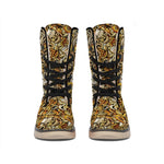 Coffee Drawing Pattern Print Winter Boots