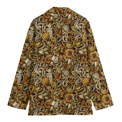 Coffee Drawing Pattern Print Women's Blazer