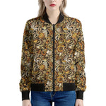 Coffee Drawing Pattern Print Women's Bomber Jacket