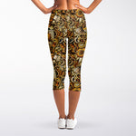 Coffee Drawing Pattern Print Women's Capri Leggings