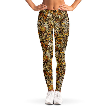 Coffee Drawing Pattern Print Women's Leggings