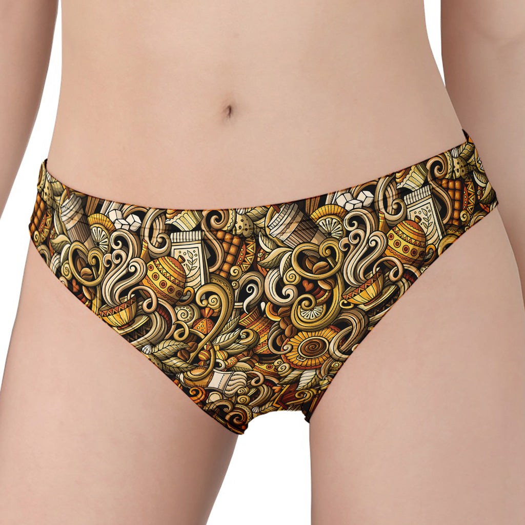 Coffee Drawing Pattern Print Women's Panties