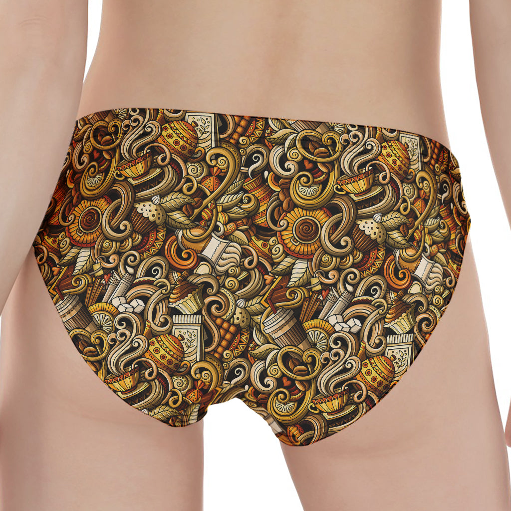 Coffee Drawing Pattern Print Women's Panties