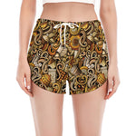 Coffee Drawing Pattern Print Women's Split Running Shorts