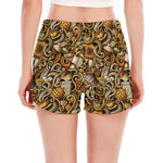 Coffee Drawing Pattern Print Women's Split Running Shorts
