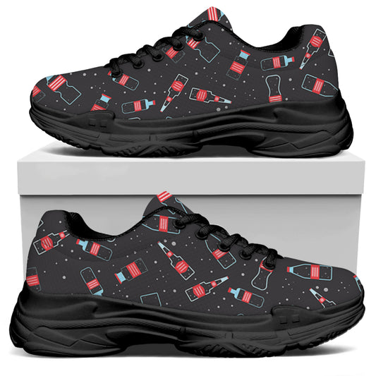 Cola Bottle Pattern Print Black Chunky Shoes