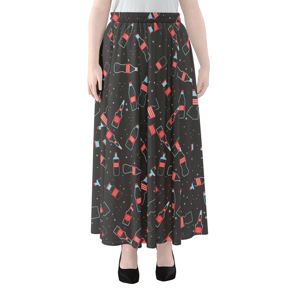 Cola Bottle Pattern Print Chiffon Maxi Skirt