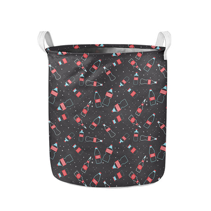 Cola Bottle Pattern Print Collapsible Laundry Basket