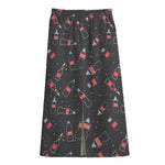 Cola Bottle Pattern Print Cotton Front Slit Maxi Skirt