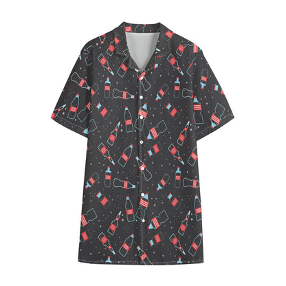 Cola Bottle Pattern Print Cotton Hawaiian Shirt