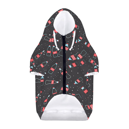 Cola Bottle Pattern Print Dog Zip Up Hoodie