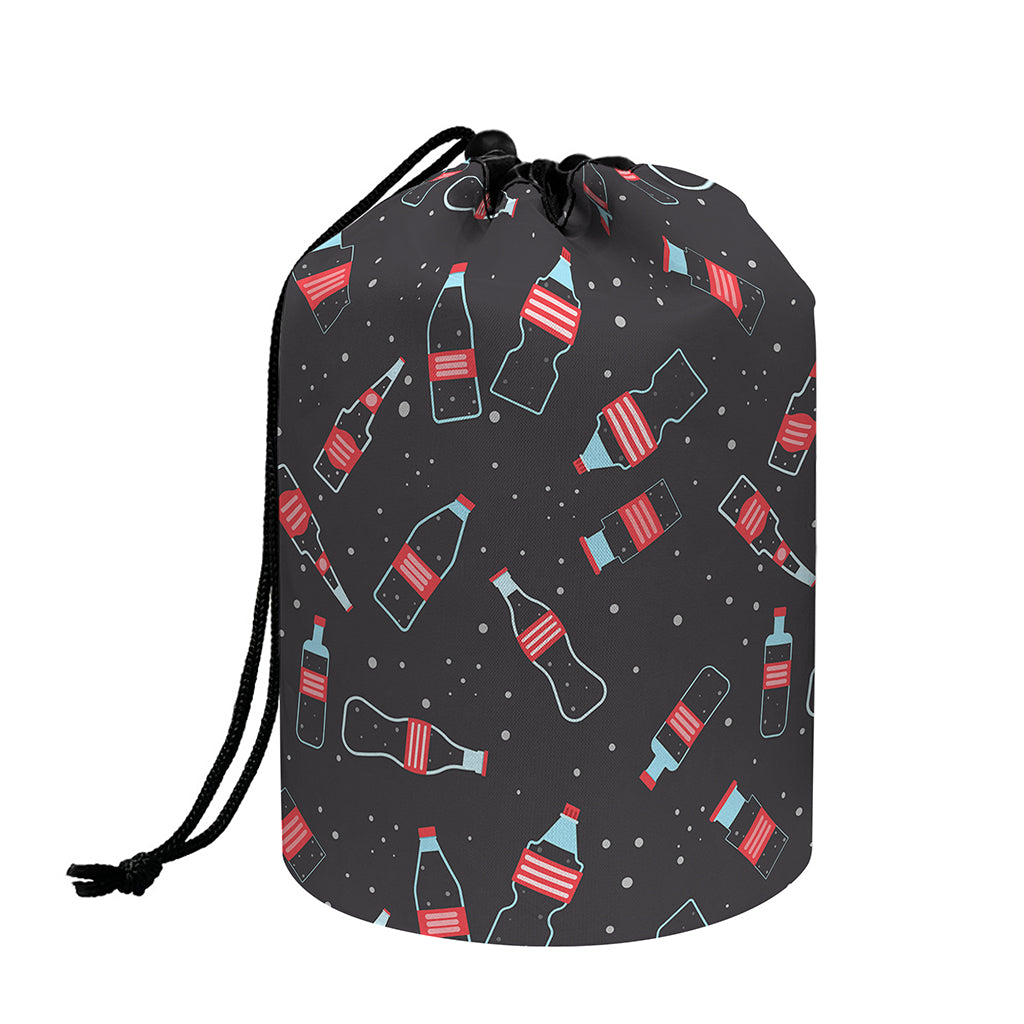 Cola Bottle Pattern Print Drawstring Makeup Bag
