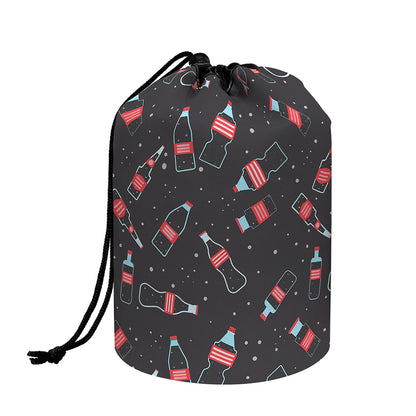 Cola Bottle Pattern Print Drawstring Makeup Bag