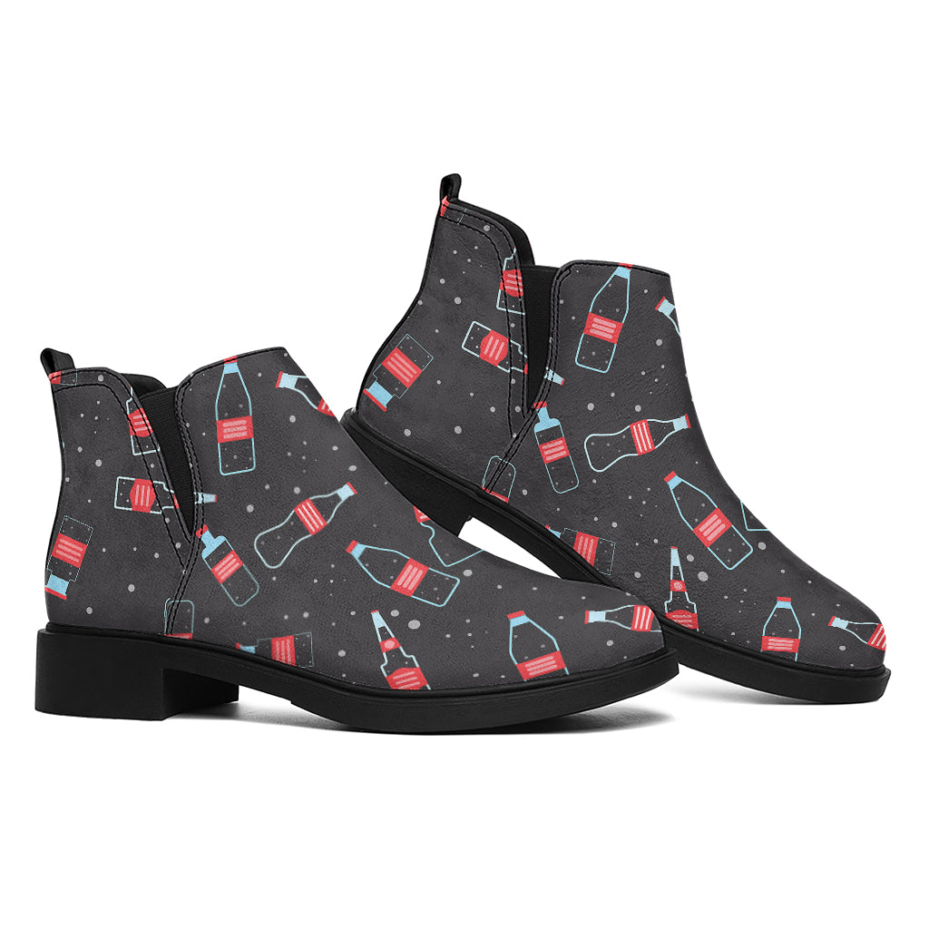 Cola Bottle Pattern Print Flat Ankle Boots