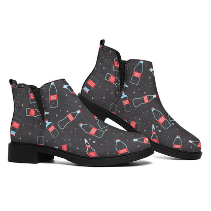 Cola Bottle Pattern Print Flat Ankle Boots