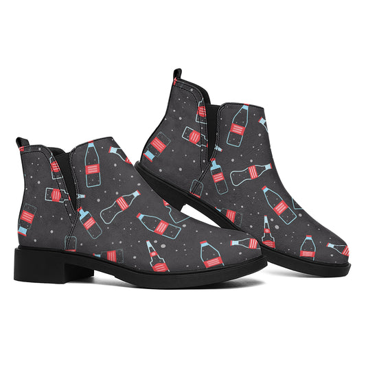 Cola Bottle Pattern Print Flat Ankle Boots