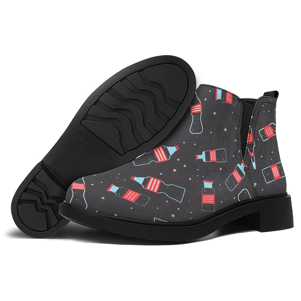 Cola Bottle Pattern Print Flat Ankle Boots