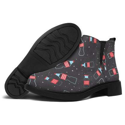 Cola Bottle Pattern Print Flat Ankle Boots