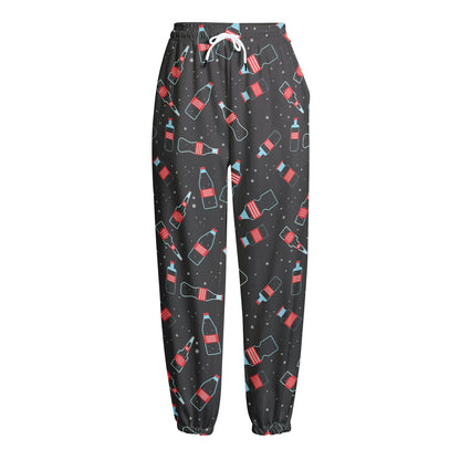 Cola Bottle Pattern Print Fleece Lined Knit Pants