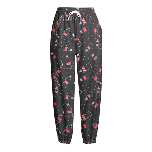 Cola Bottle Pattern Print Fleece Lined Knit Pants