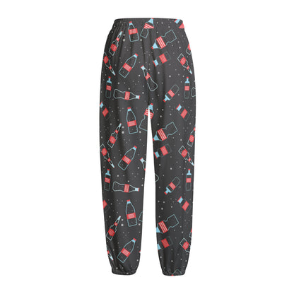 Cola Bottle Pattern Print Fleece Lined Knit Pants