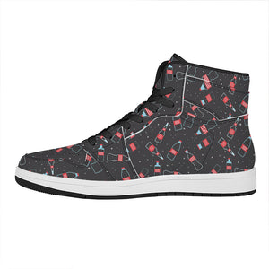 Cola Bottle Pattern Print High Top Leather Sneakers