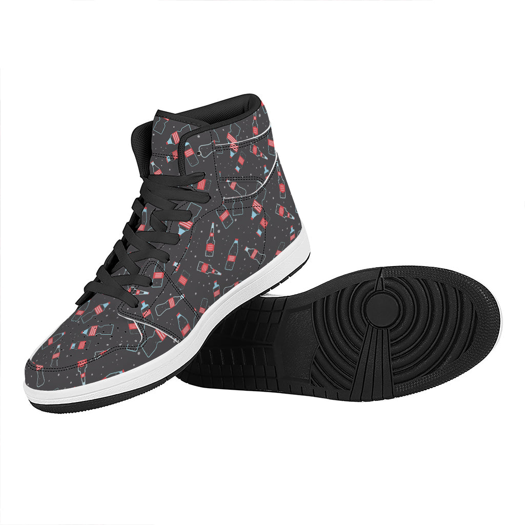 Cola Bottle Pattern Print High Top Leather Sneakers