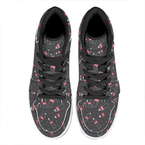 Cola Bottle Pattern Print High Top Leather Sneakers