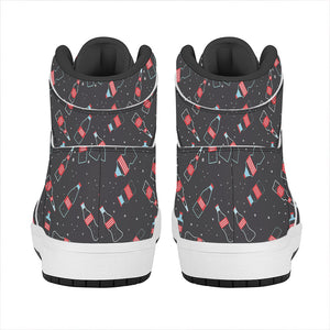 Cola Bottle Pattern Print High Top Leather Sneakers