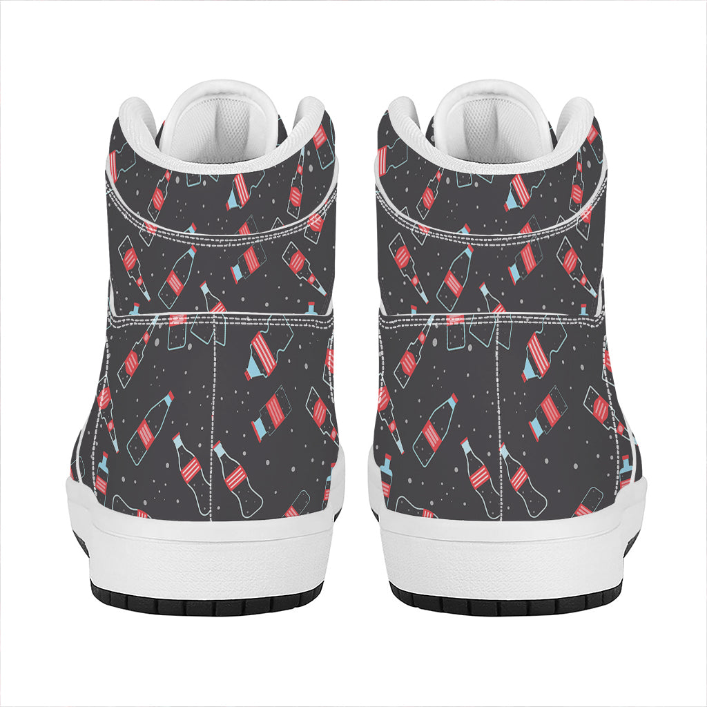 Cola Bottle Pattern Print High Top Leather Sneakers