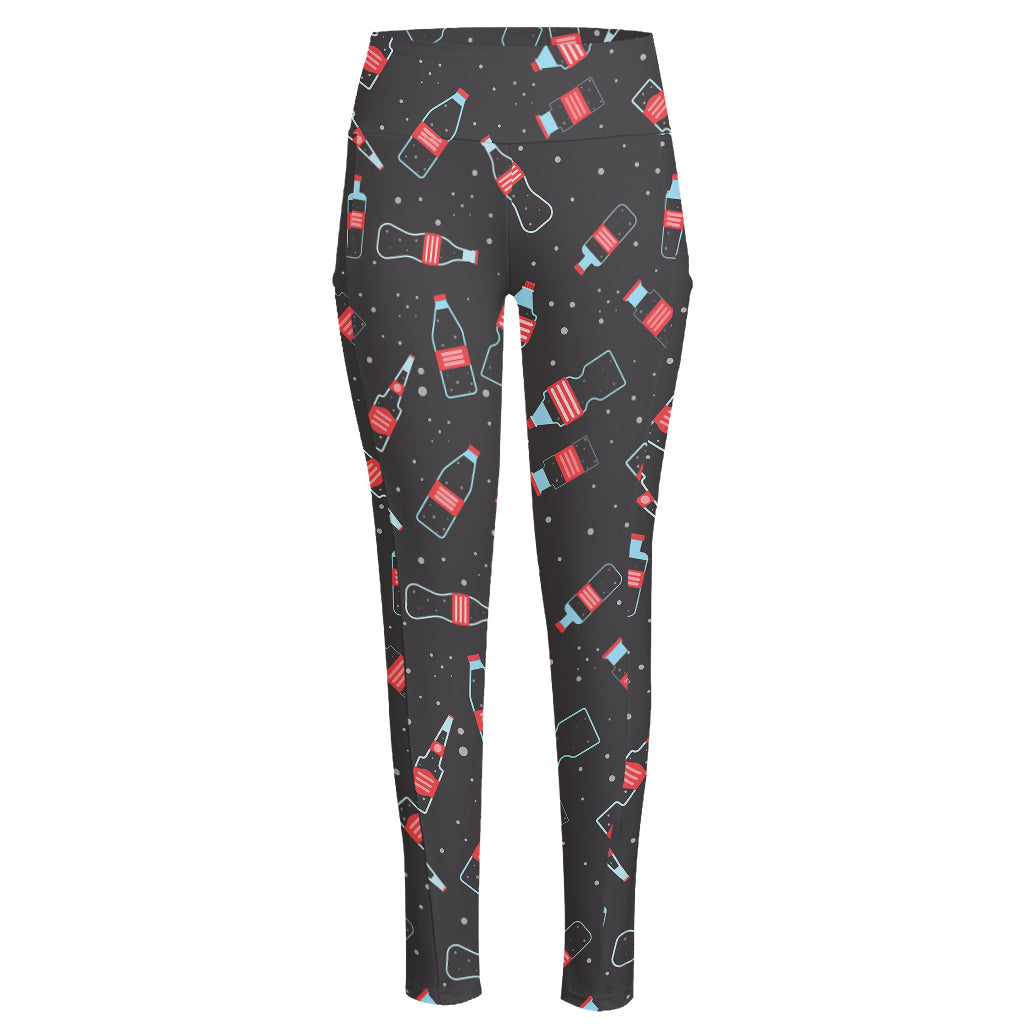 Cola Bottle Pattern Print High-Waisted Pocket Leggings