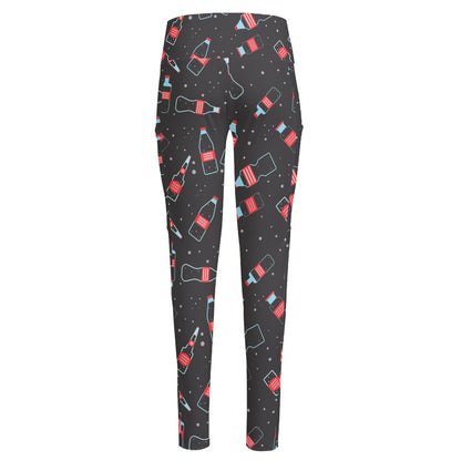 Cola Bottle Pattern Print High-Waisted Pocket Leggings