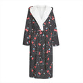 Cola Bottle Pattern Print Hooded Bathrobe