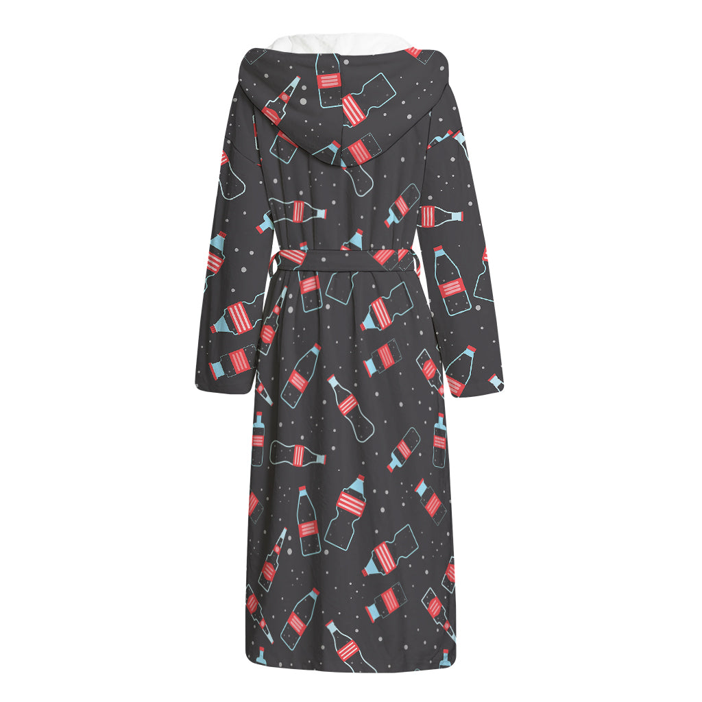 Cola Bottle Pattern Print Hooded Bathrobe