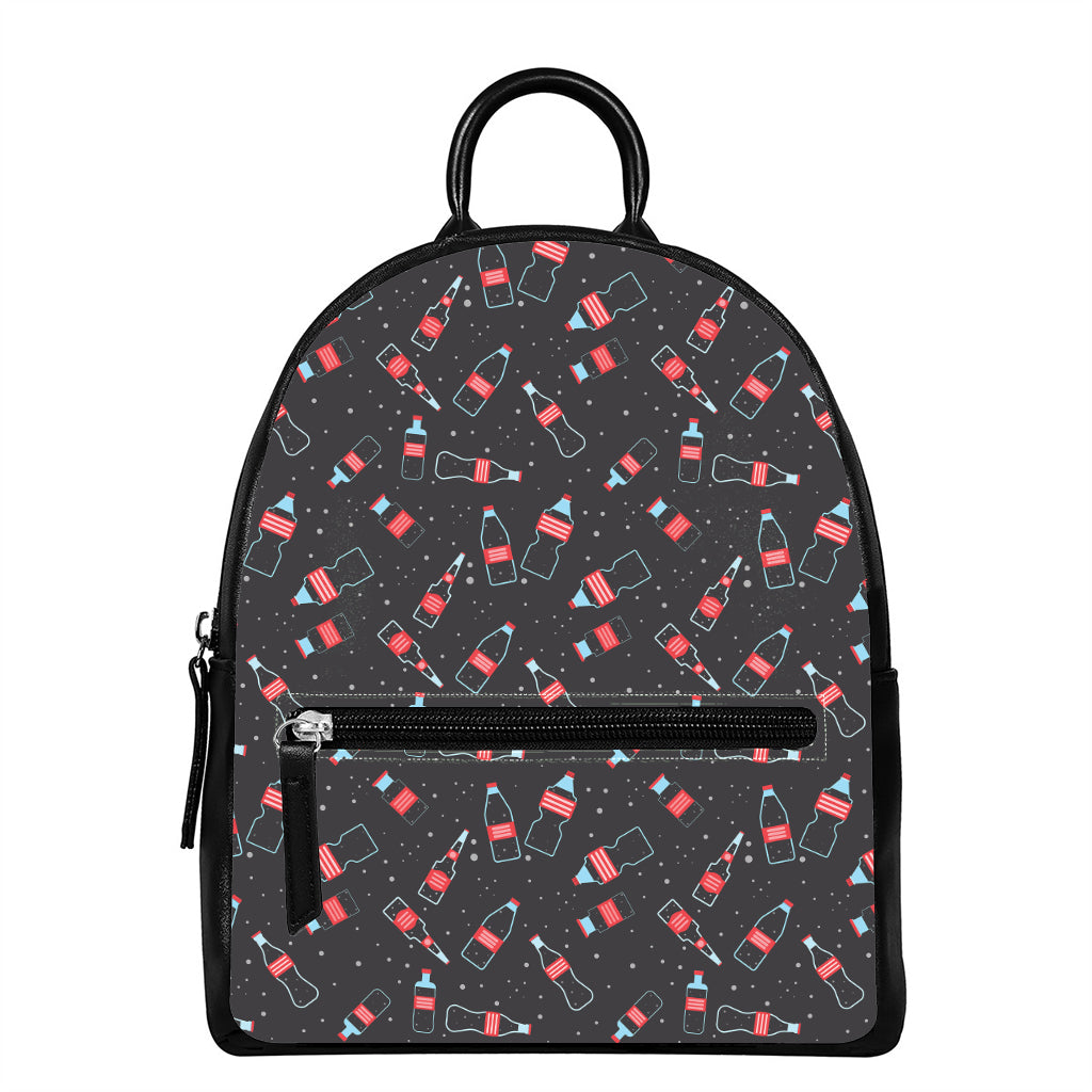 Cola Bottle Pattern Print Leather Backpack