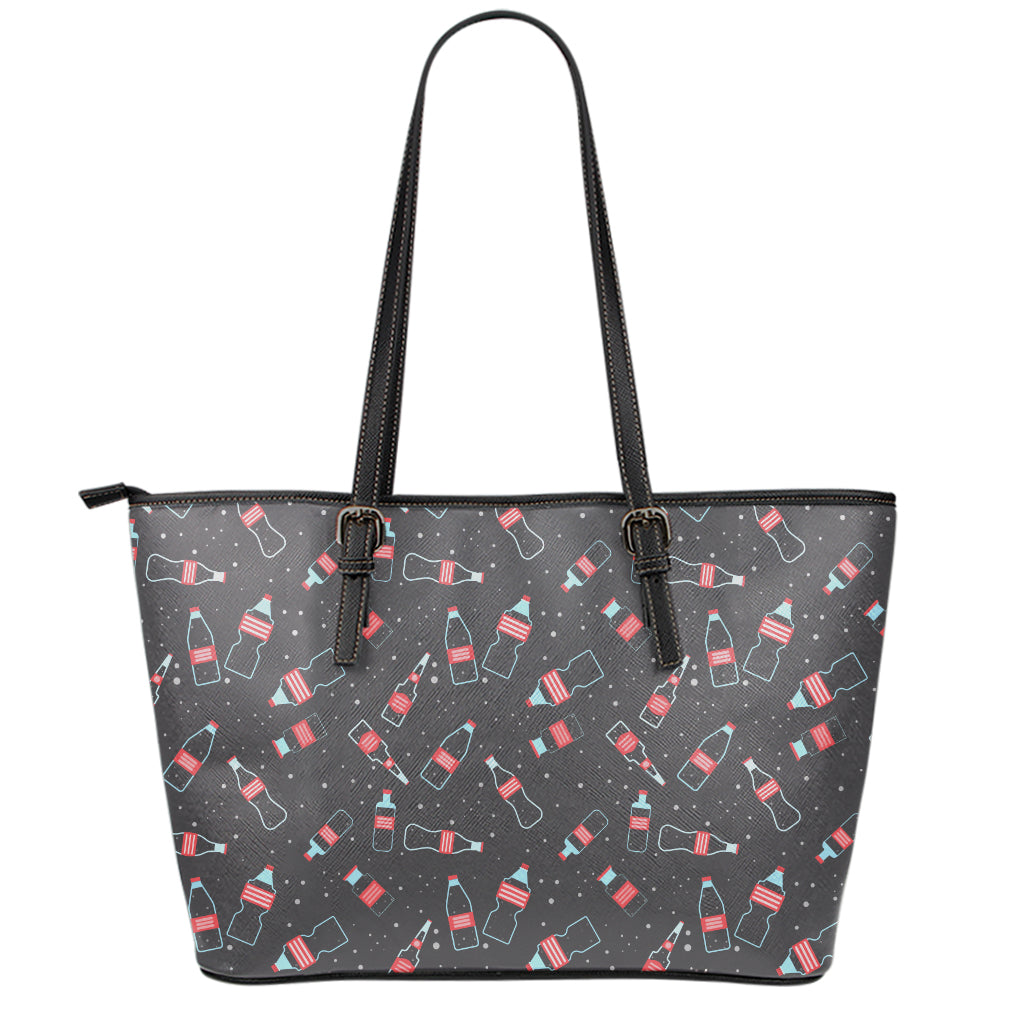 Cola Bottle Pattern Print Leather Tote Bag