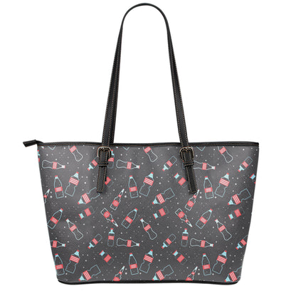 Cola Bottle Pattern Print Leather Tote Bag