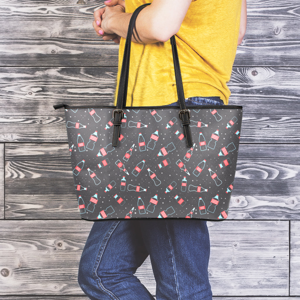 Cola Bottle Pattern Print Leather Tote Bag