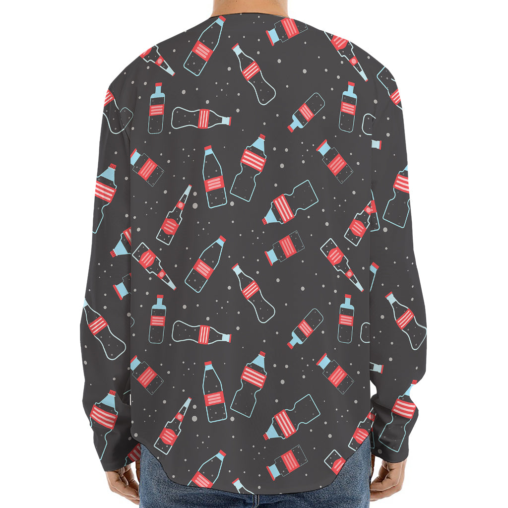 Cola Bottle Pattern Print Long Sleeve Baseball Jersey