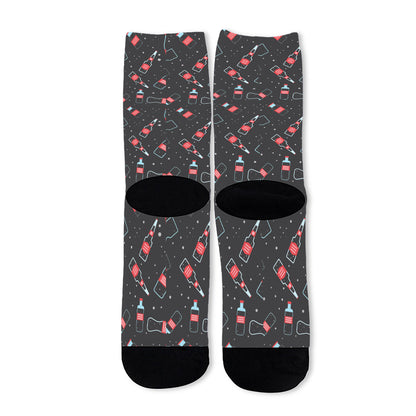 Cola Bottle Pattern Print Long Socks