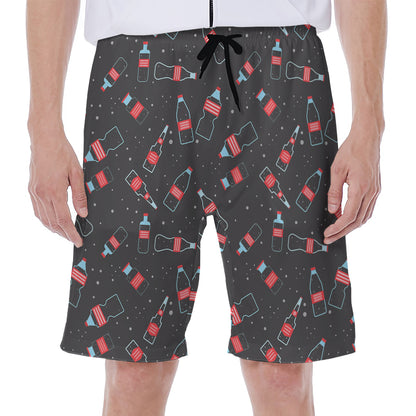 Cola Bottle Pattern Print Men's Beach Shorts