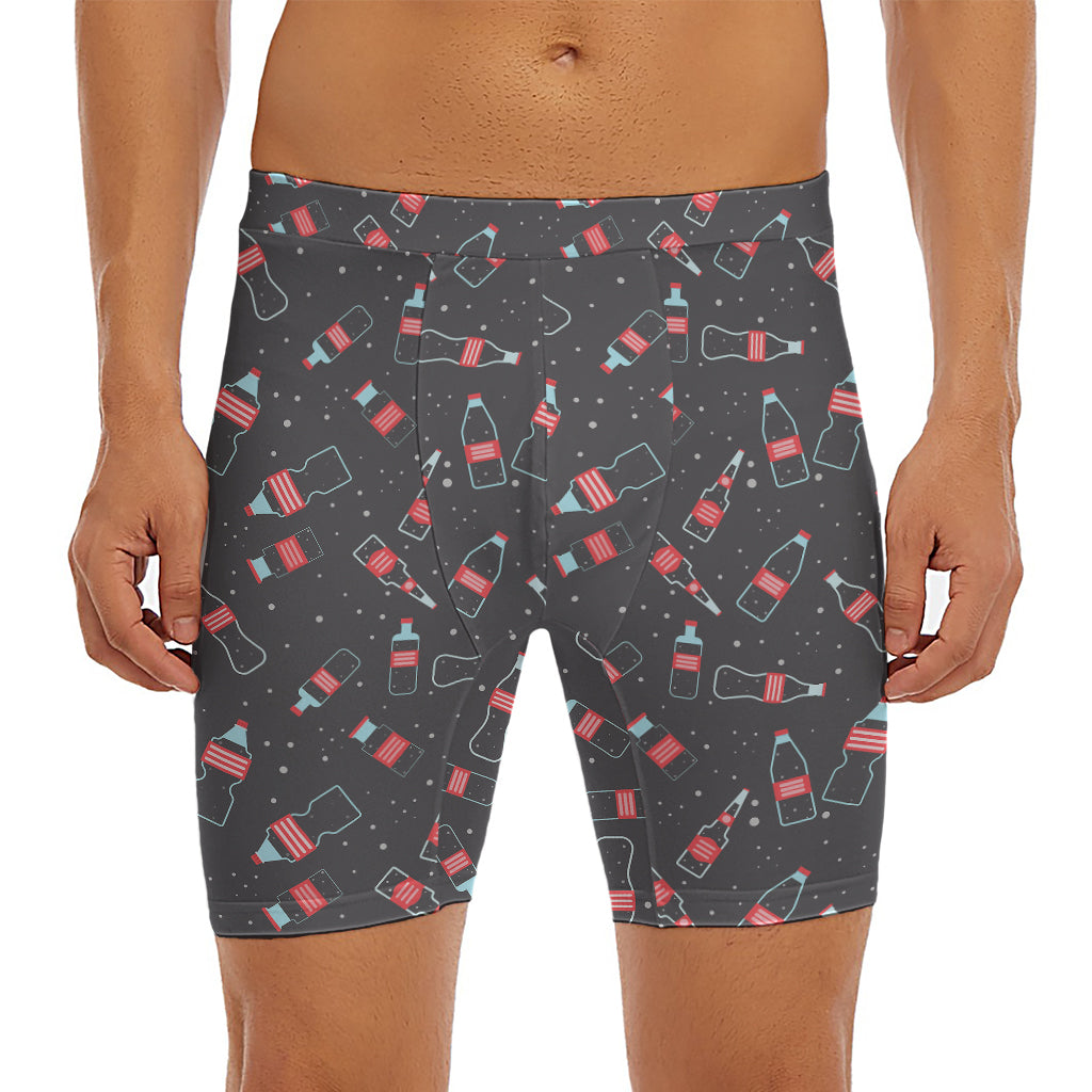 Cola Bottle Pattern Print Men's Long Boxer Briefs
