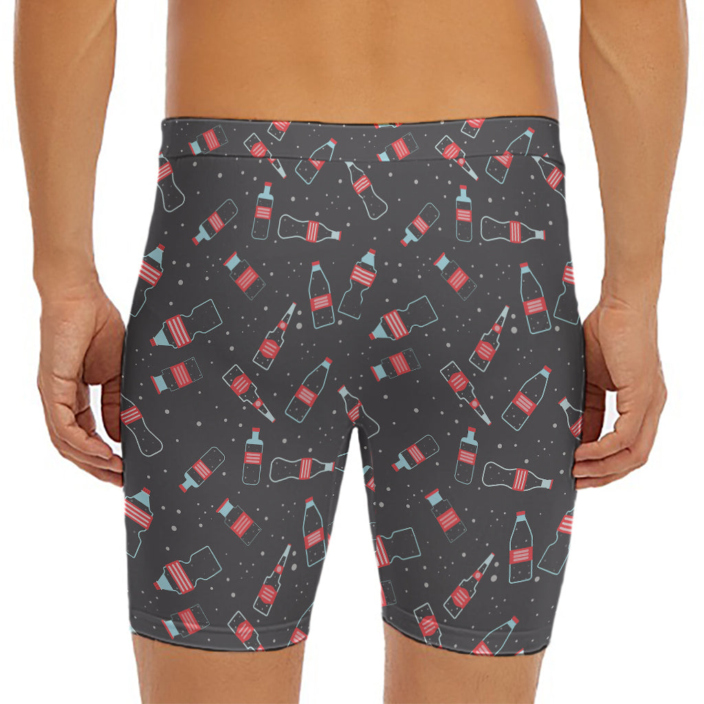 Cola Bottle Pattern Print Men's Long Boxer Briefs