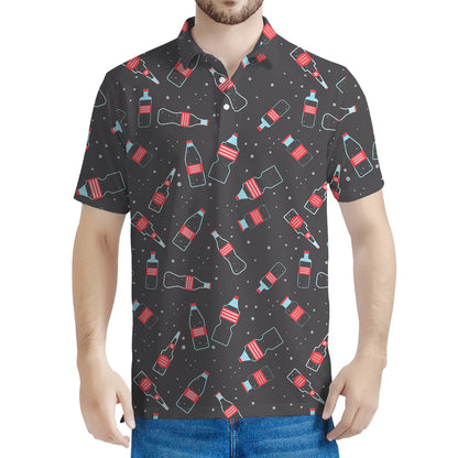 Cola Bottle Pattern Print Men's Polo Shirt