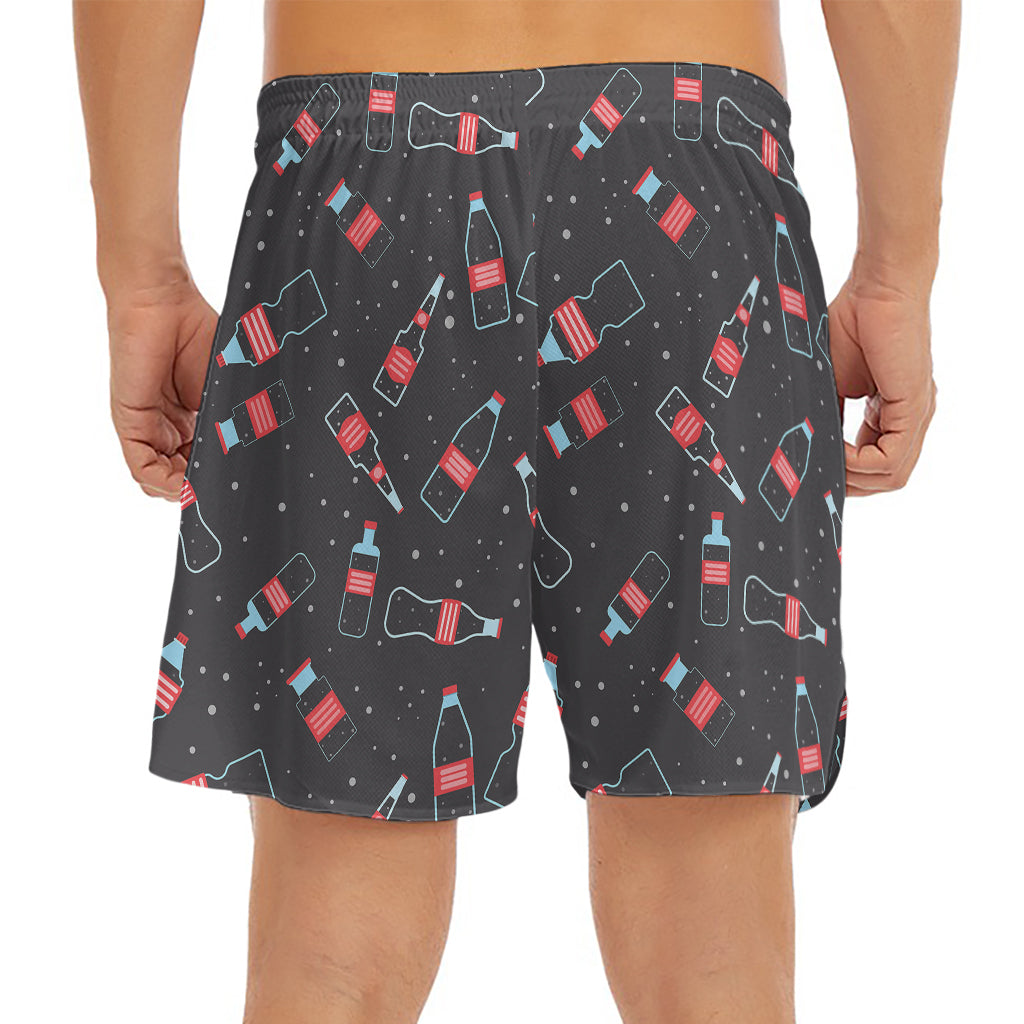 Cola Bottle Pattern Print Men's Split Running Shorts