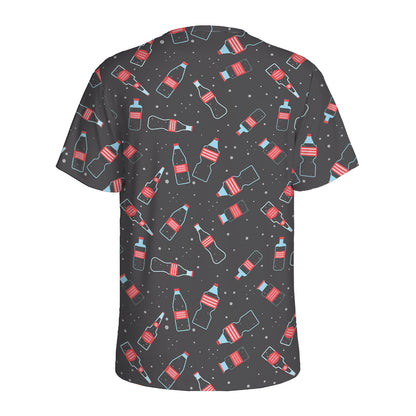 Cola Bottle Pattern Print Men's Sports T-Shirt