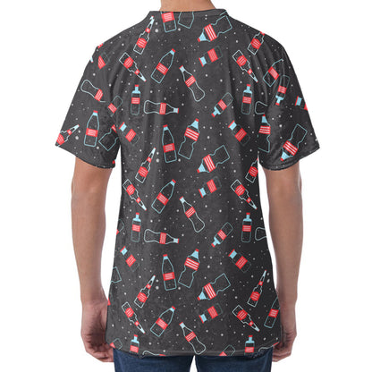 Cola Bottle Pattern Print Men's Velvet T-Shirt