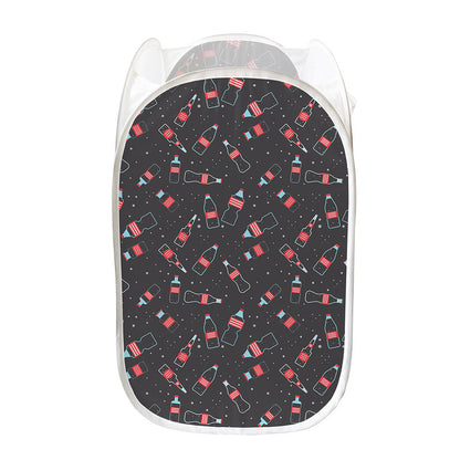 Cola Bottle Pattern Print Mesh Laundry Hamper
