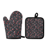 Cola Bottle Pattern Print Oven Mitt And Pot Holder Set